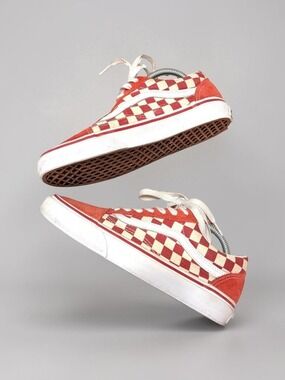 Vans Checkerboard Low-Top Sneakers - Red & Cream